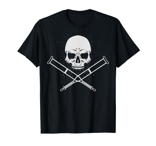 Cool Skull And Crutches | Funny Fractured Bone Support Gift T-Shirt