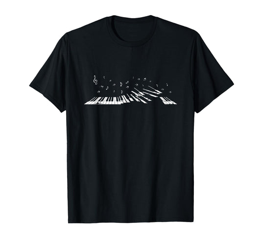 Classical Music Piano Player Gift Music Notes Piano T-Shirt Small