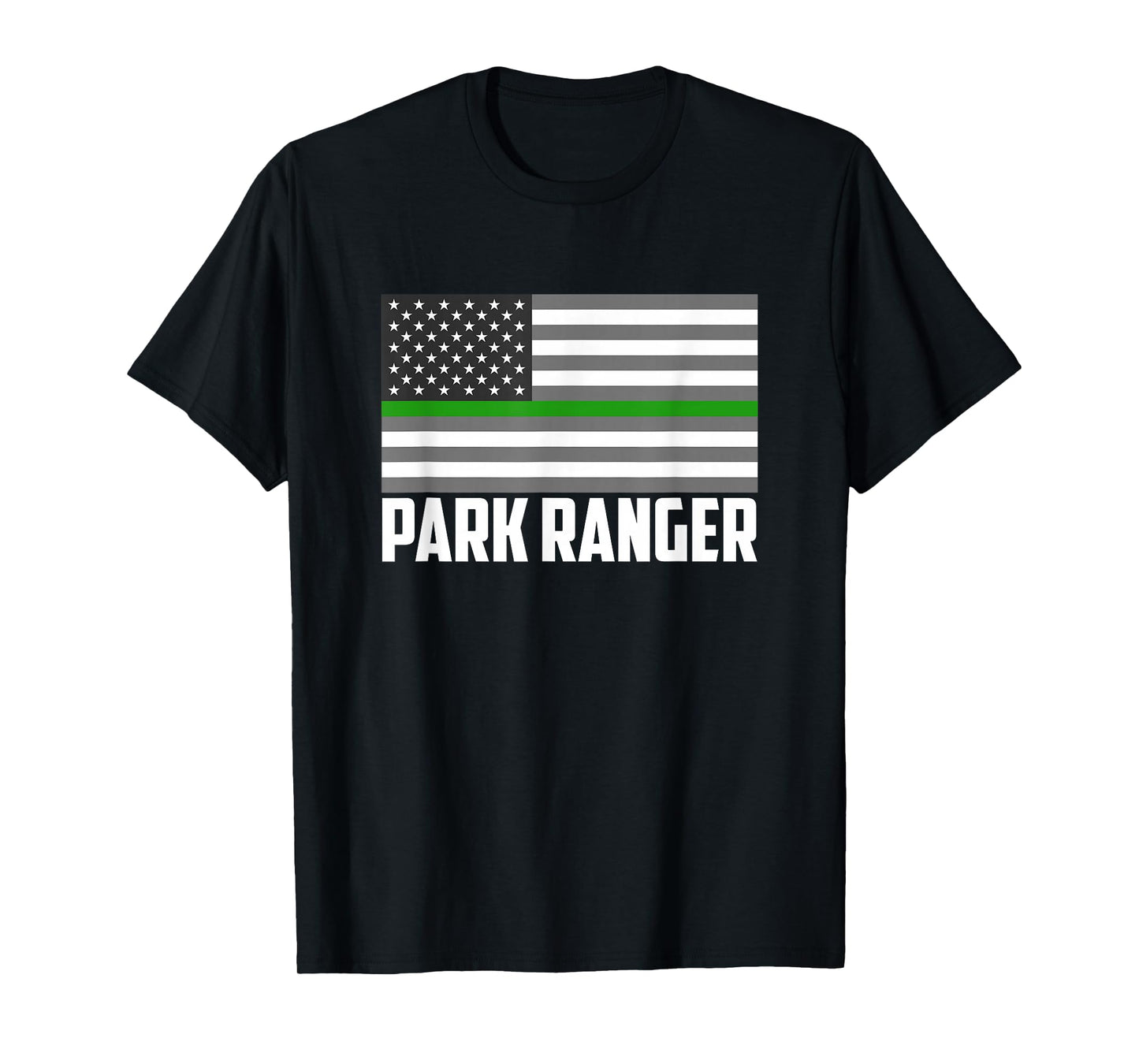 Park Ranger Green Line American Flag Wildlife Game Warden T-Shirt