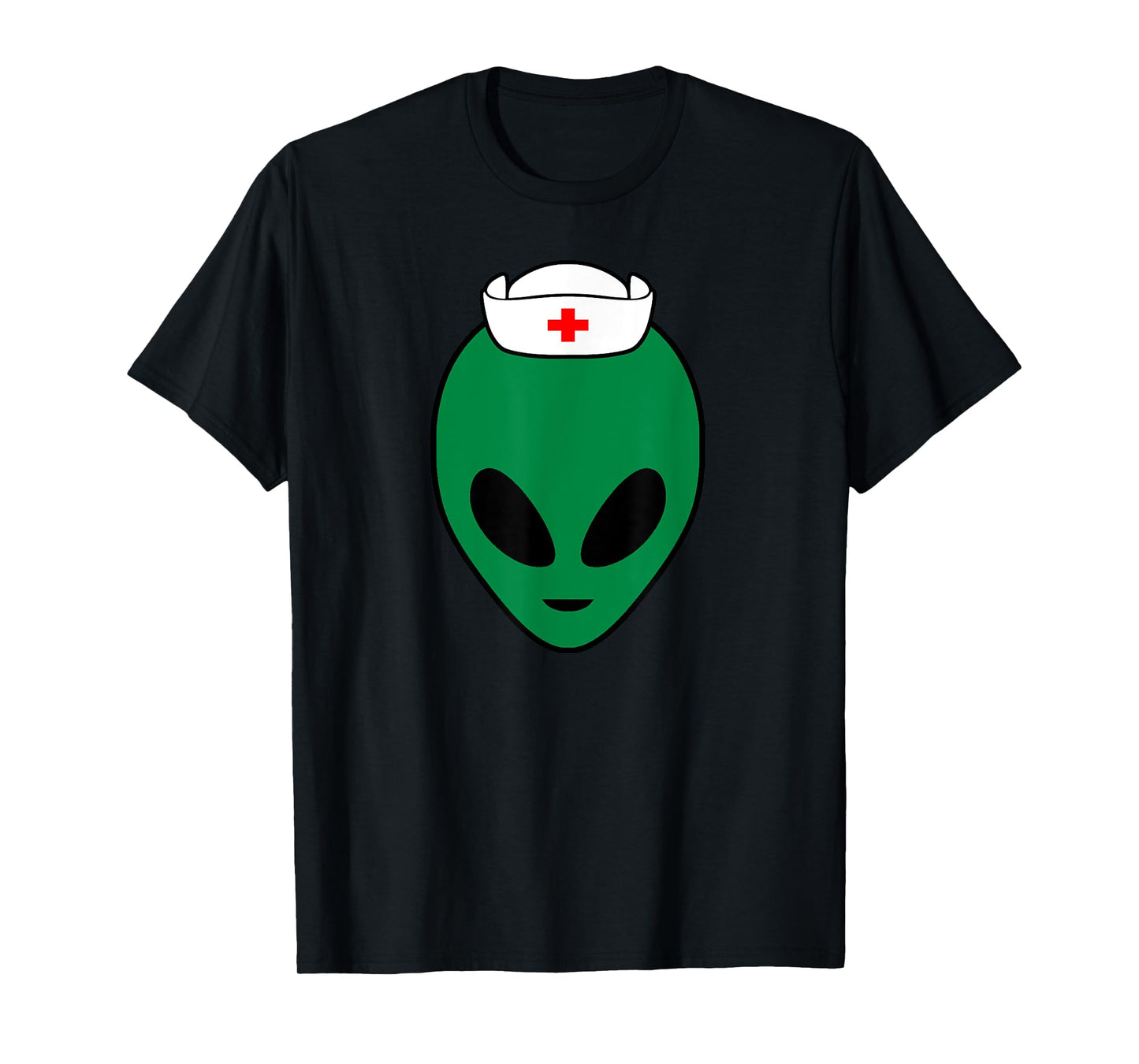Cool Green Alien Head With Nurse's Hat Funny - Nurse Alien T-Shirt