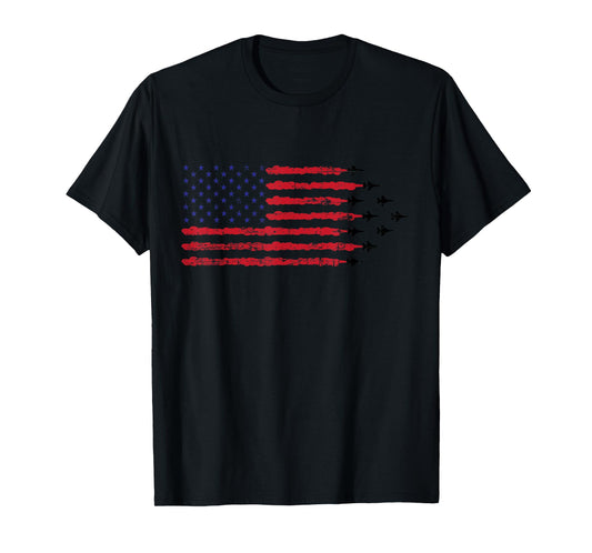 Patriotic vintage American flag F-16 formation t-shirt T-Shirt