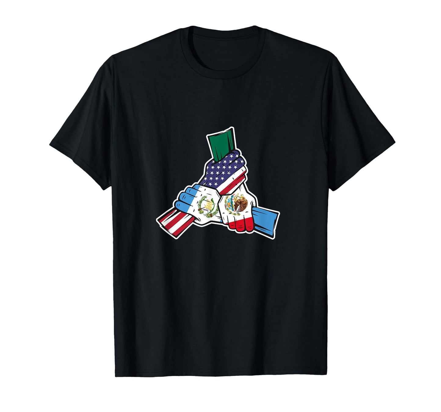 Holding Hands. Mexico, Guatemala Roots and USA Flag T-Shirt