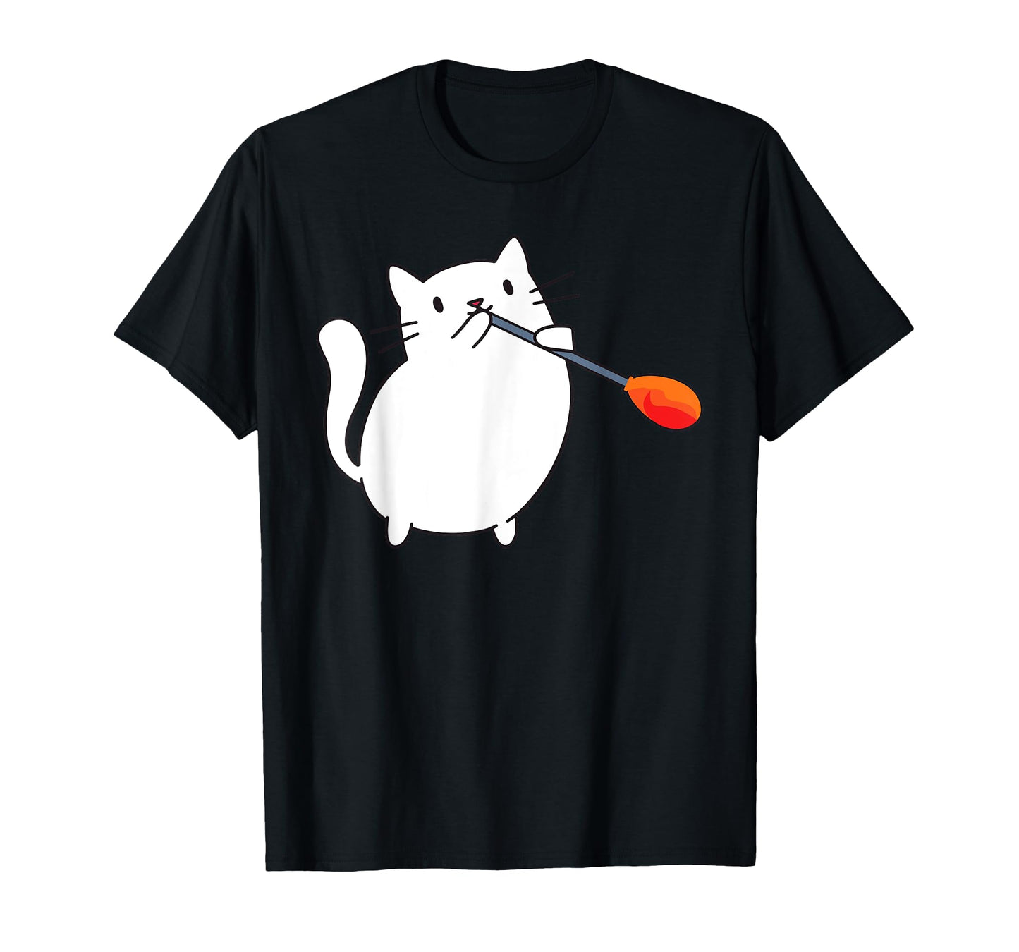 Glassworkers Gift Ideas Glassblowing Lover Cat Cute Funny Glassmith Glassblowing T-Shirt - Black, Unisex-Adults & Enthusiasts, Unisex, Short Sleeve, T-Shirt, All Seasons, Cartoon Pattern, Cat Theme
