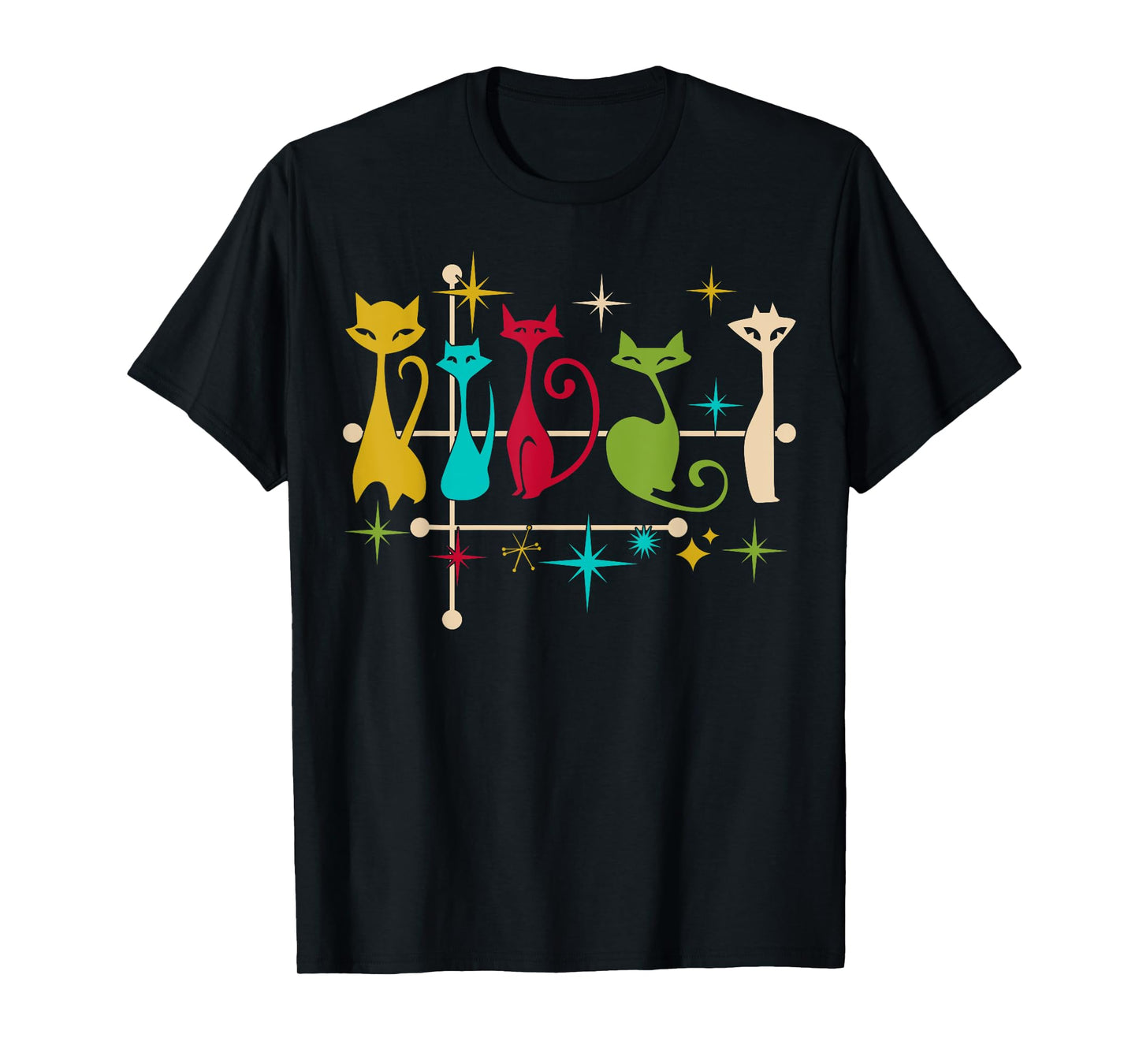 Mid Century Modern Look Cats - Retro Vintage 50s 60s Style T-Shirt