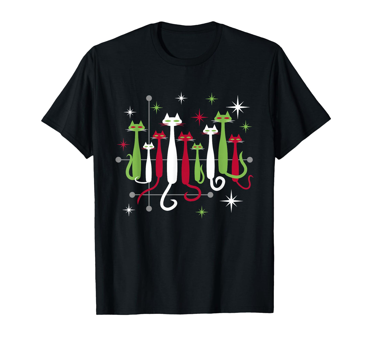 Vintage Retro Mid-Century Modern Christmas Cats 50s 60s Look T-Shirt