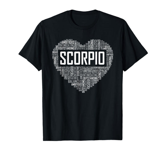 Scorpio Zodiac Traits Horoscope Astrology Sign Gift Heart T-Shirt