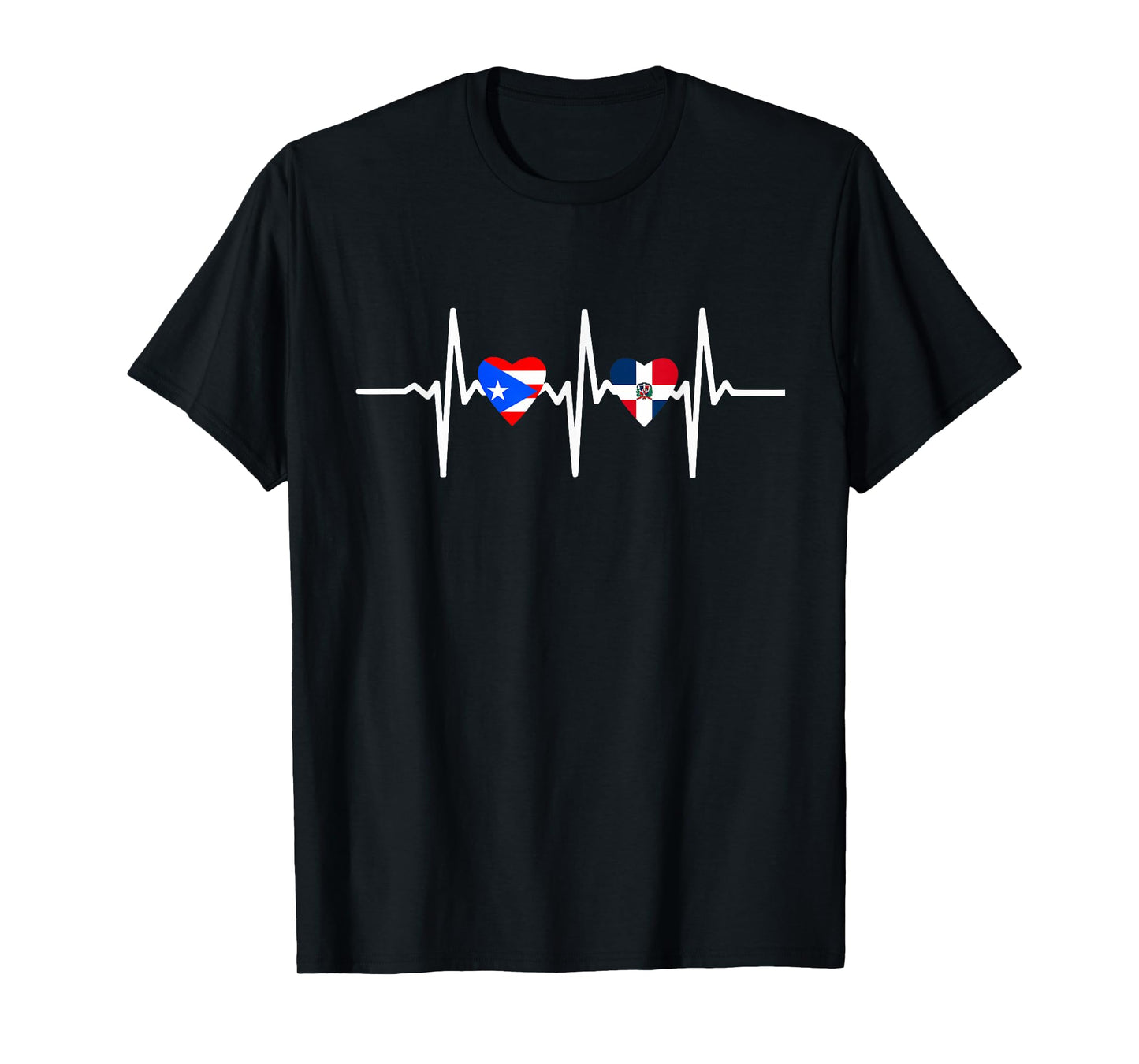 Half Dominican and Puerto Rican Rico Flag DominiRican Heart T-Shirt