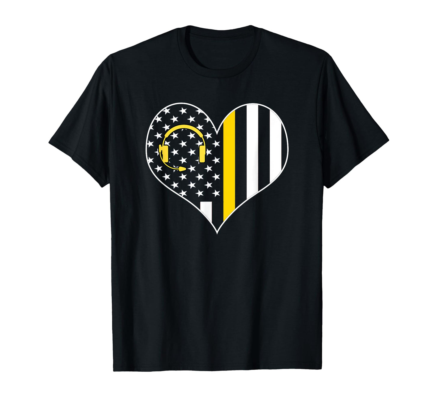 911 Dispatcher Gold Line USA Flag Emergency Dispatchers Gift T-Shirt