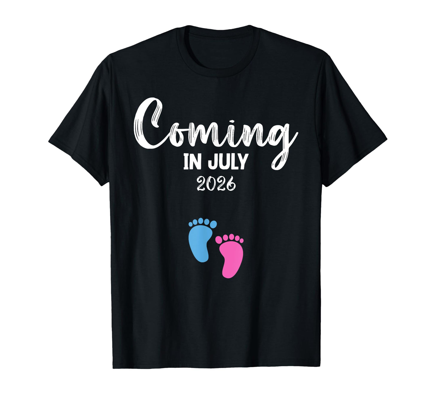 Coming in July 2026 Baby Boy Girl Reveal Twin Family Mom T-Shirt