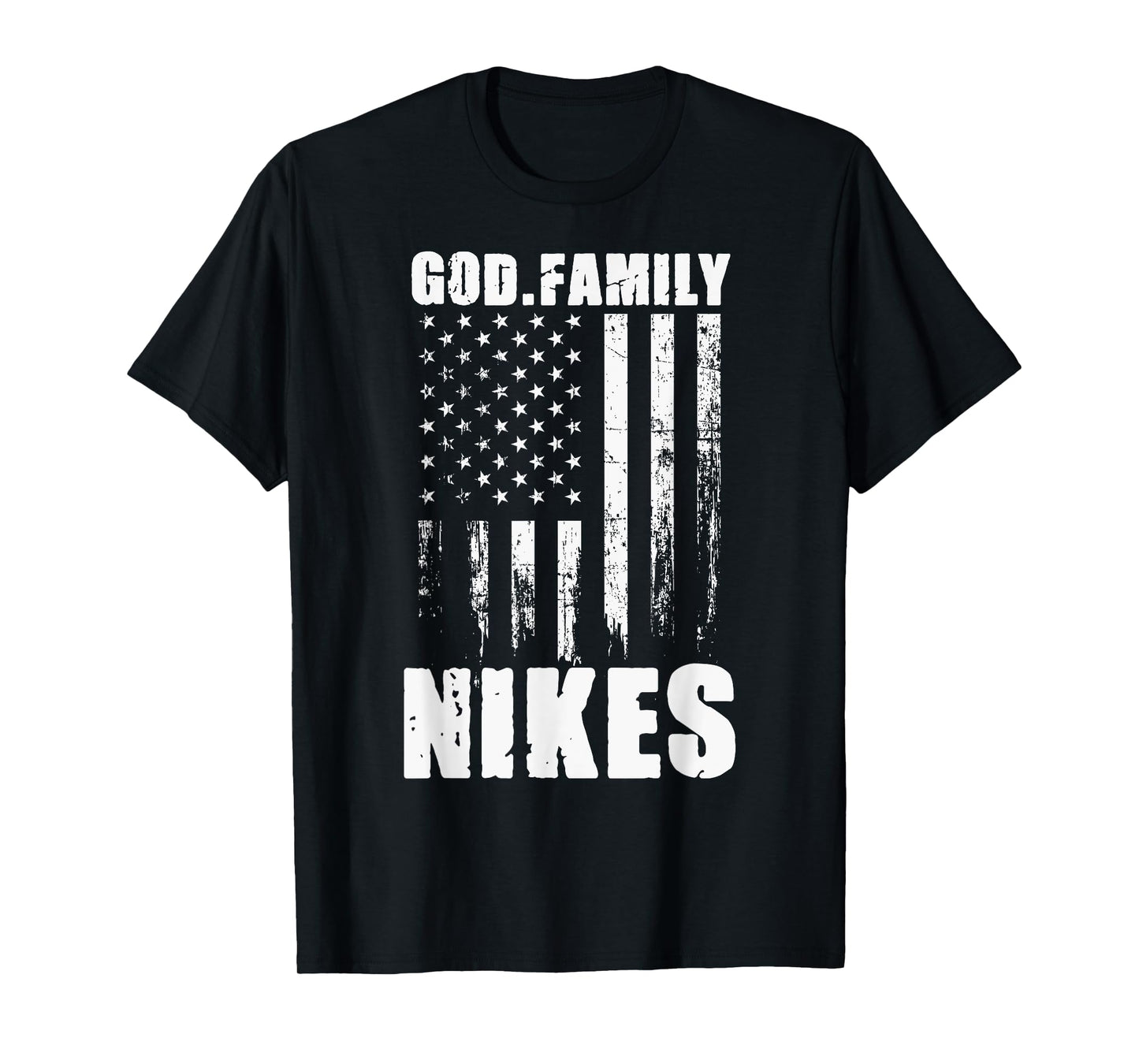 Notre Dame Nikes God. Family. Vintage USA Flag T-Shirt