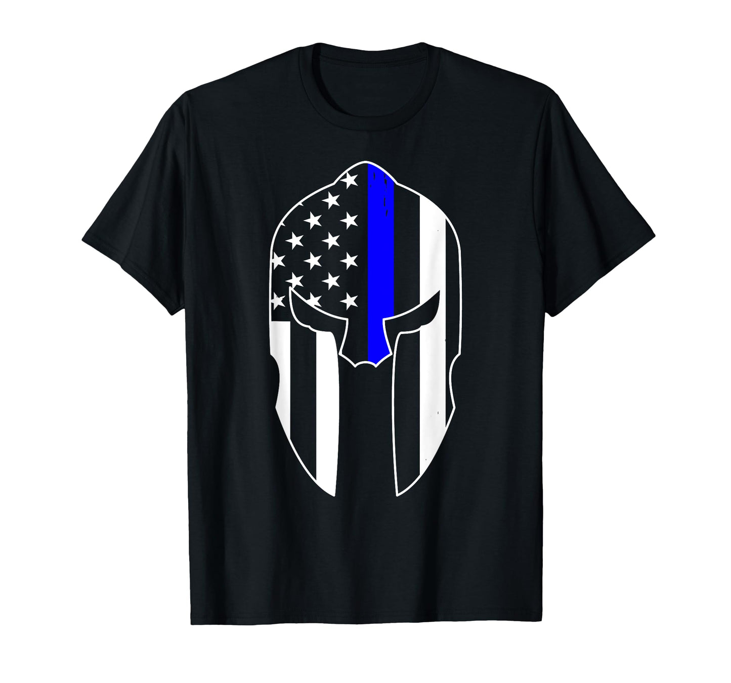 Thin Blue Line Spartan Helmet Law Enforcement Officer Police T-Shirt