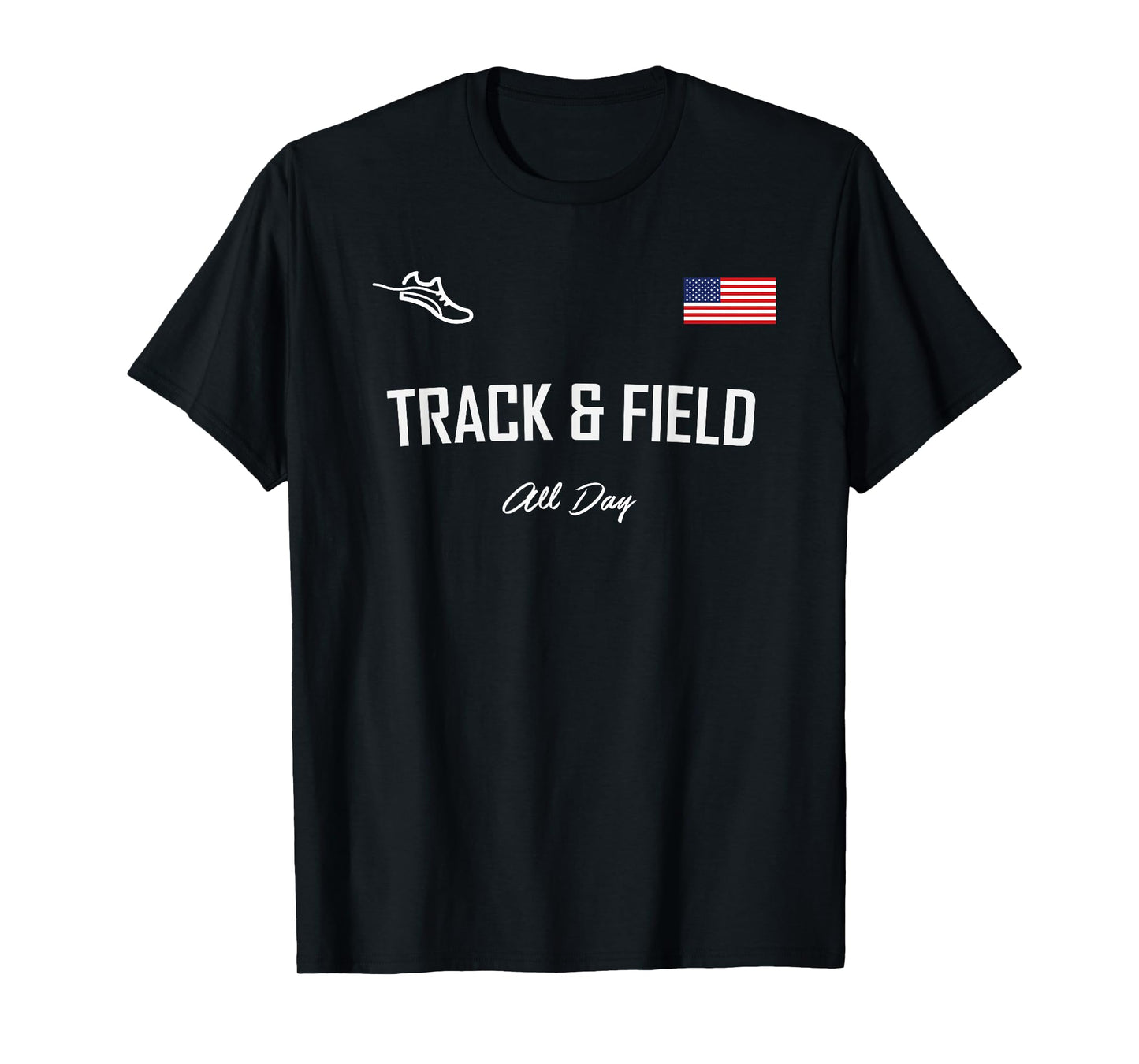Track and Field Gifts | Track & Field All Day USA Flag T-Shirt
