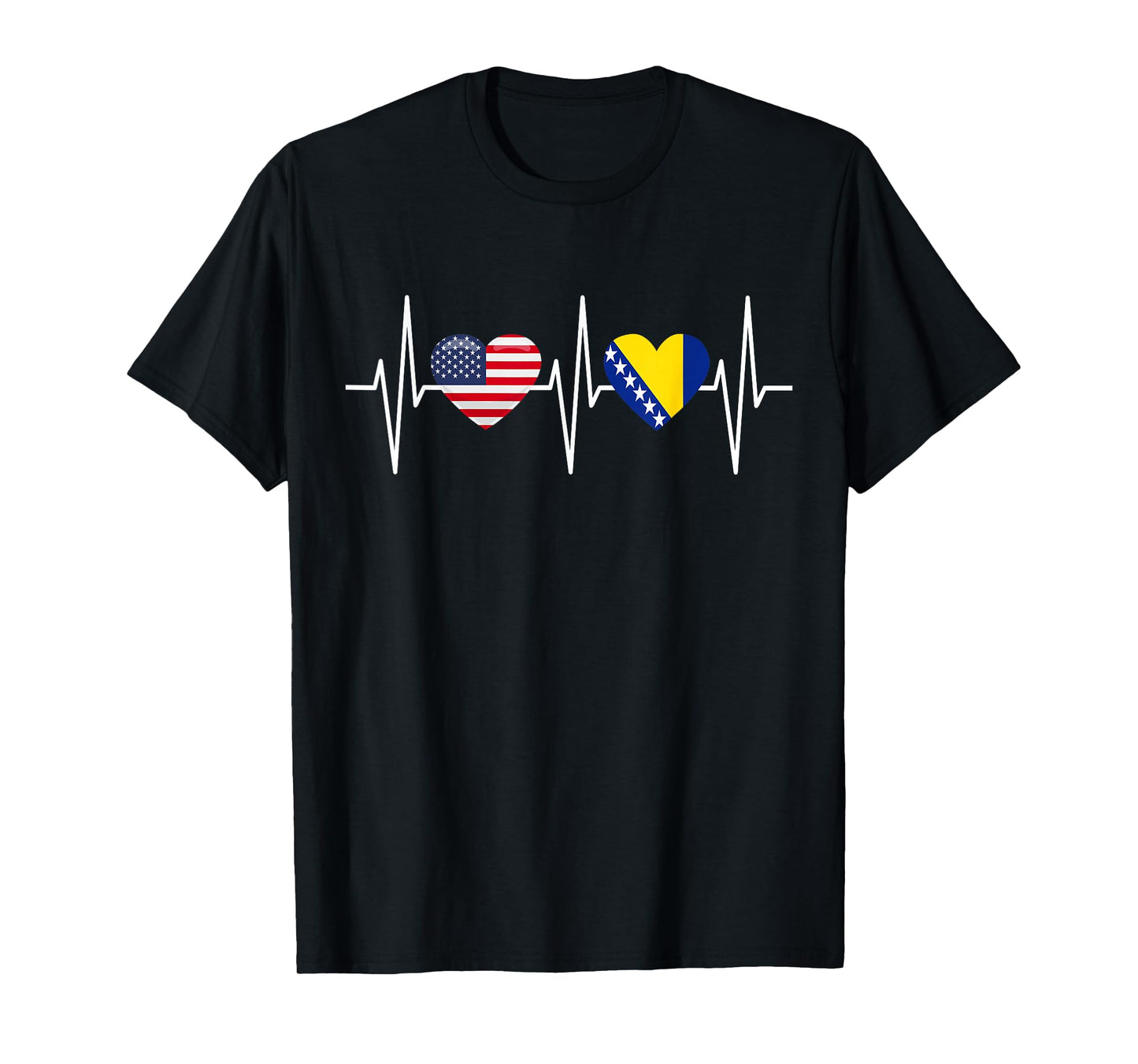 USA Bosnia and Herzegovina Shirt America Bosnian Flag Heart T-Shirt