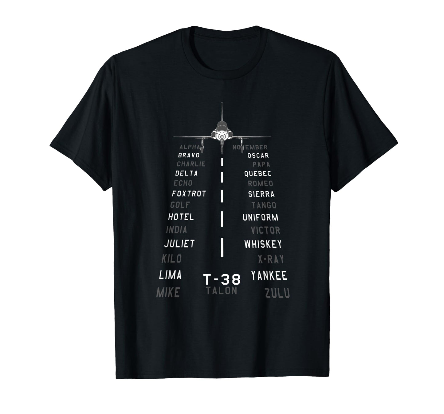 Aviation Phonetic Alphabet T-38 Talon Jet Airplane Pilot T-Shirt