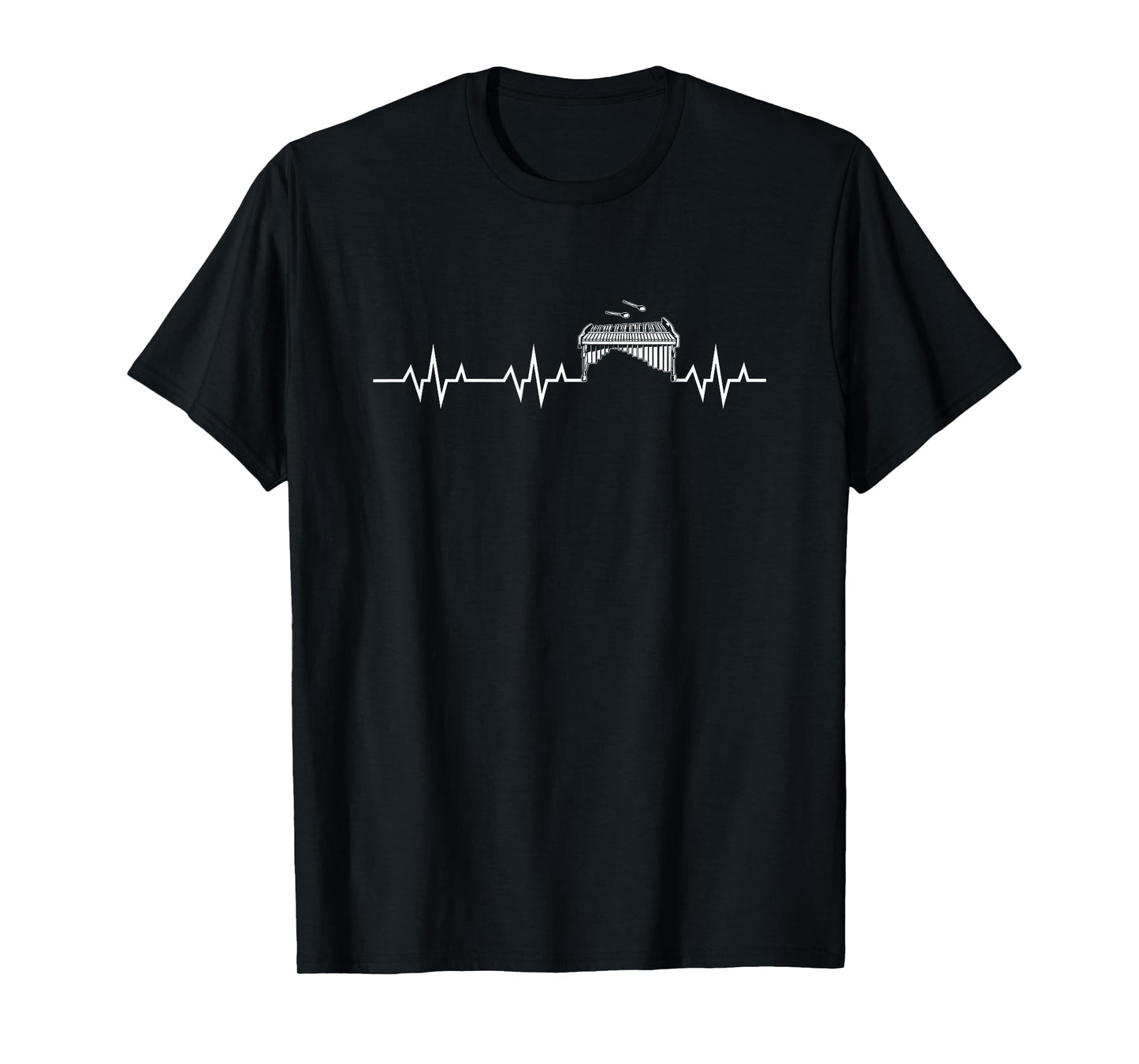 Front Ensemble Marching Band Gifts C.o. Marimba Heartbeat, Front Ensemble Marching Band Marimbist Unisex Adult Black T-Shirt
