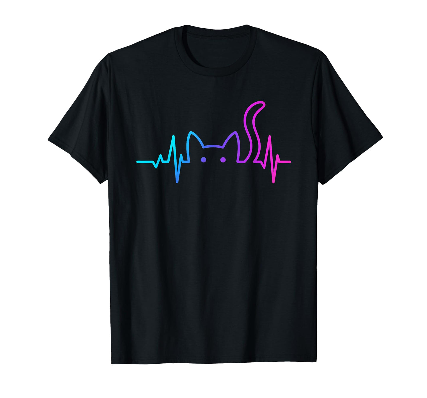 Heartbeat cat Lover Animal Silhouette Cute T-Shirt