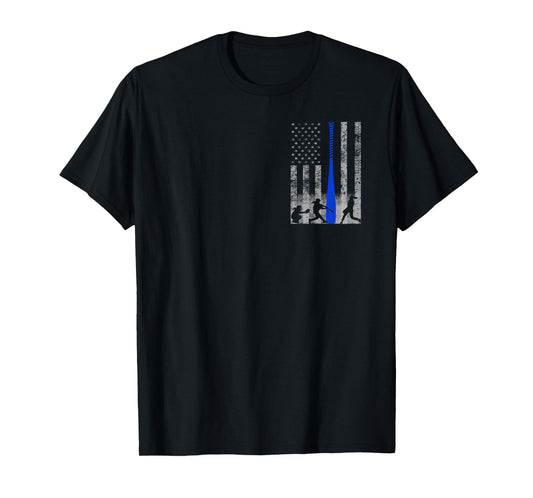 Blue Softball Flag Shirt - Blue Bat Softball Flag T-Shirt
