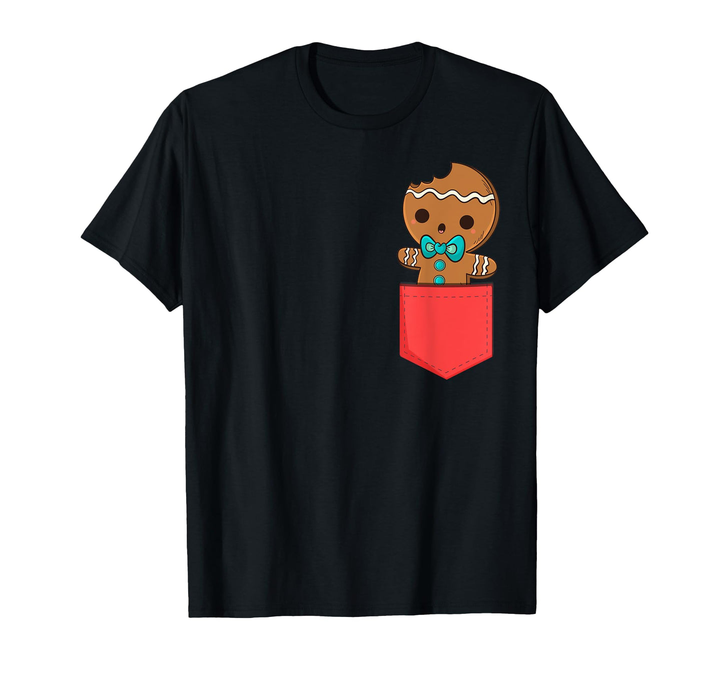 Cute Pocket Gingerbread Man Christmas In Pocket T-Shirt