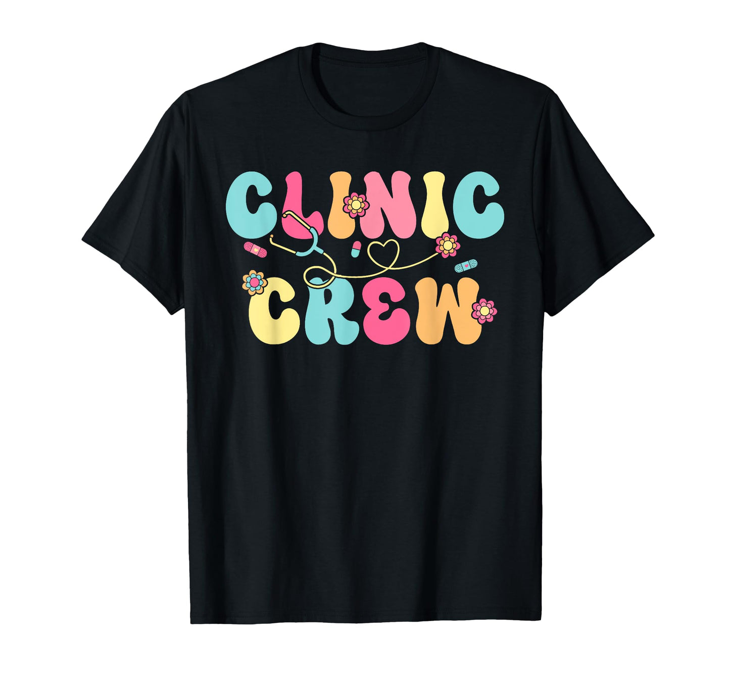 Clinic Crew For School Nurse Groovy (On Back) T-Shirt
