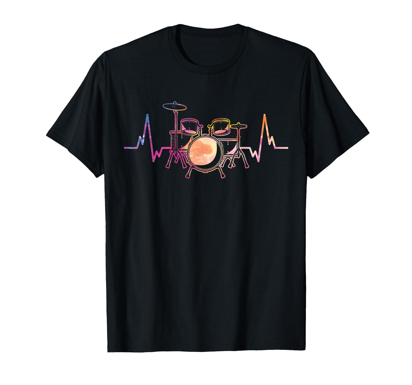Retro Heartbeat Drummer Drums Drumming Drum Set T-Shirt