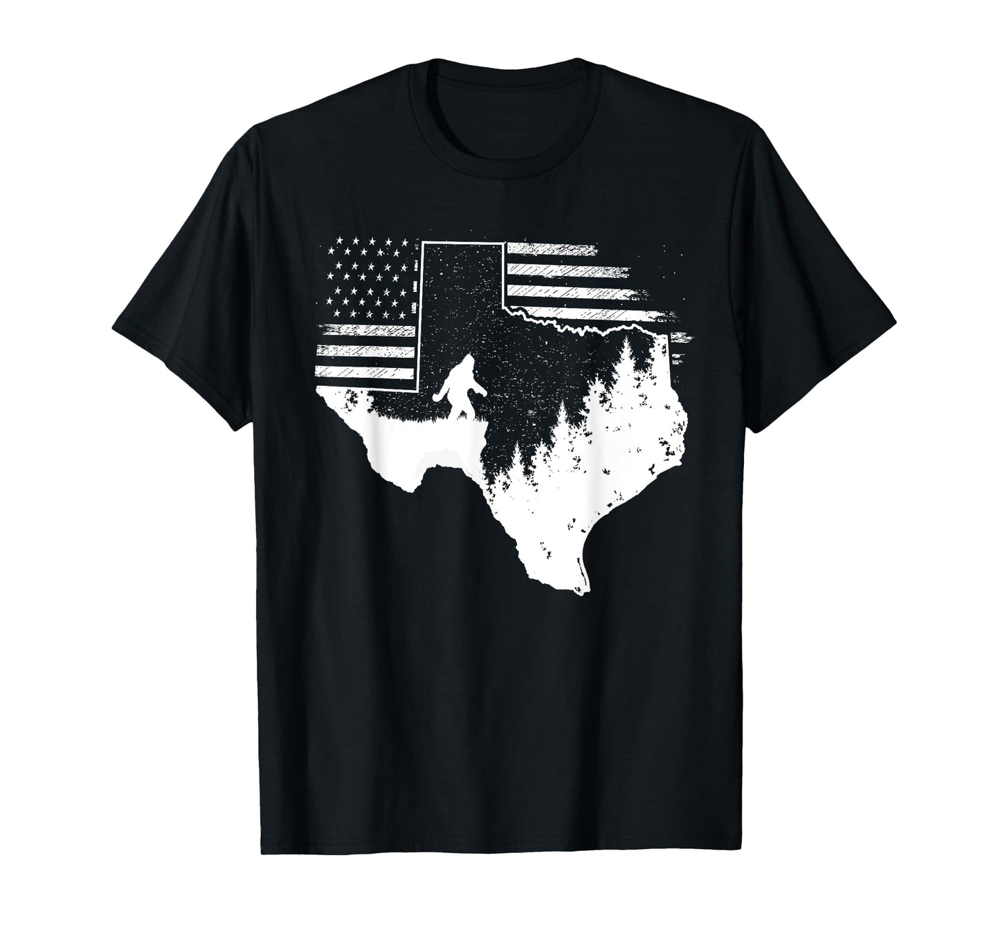 Texas Bigfoot American Flag USA Sasquatch Texas State Pride T-Shirt