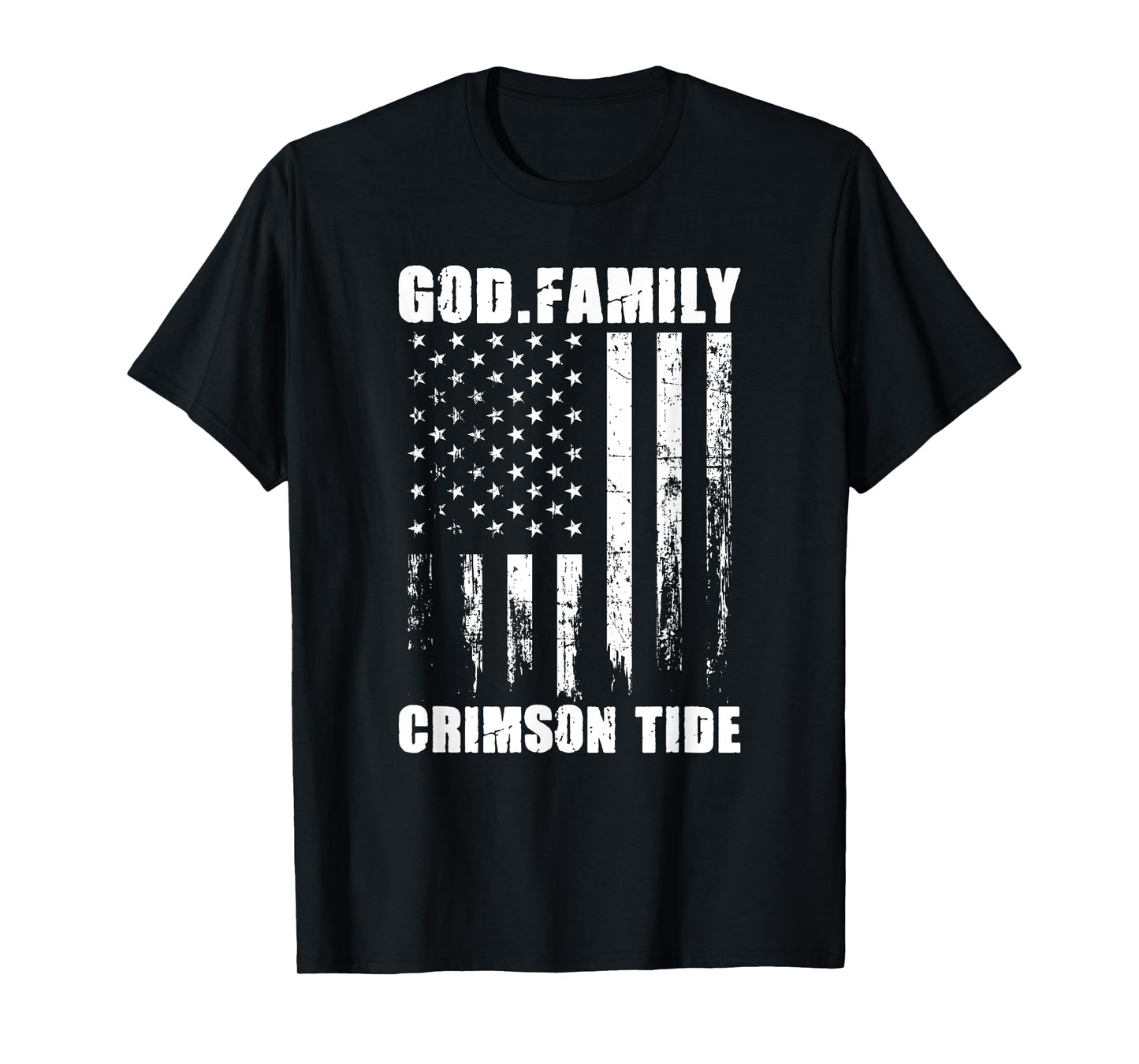 God. Family. Crimson Tide. Vintage USA Flag T-Shirt