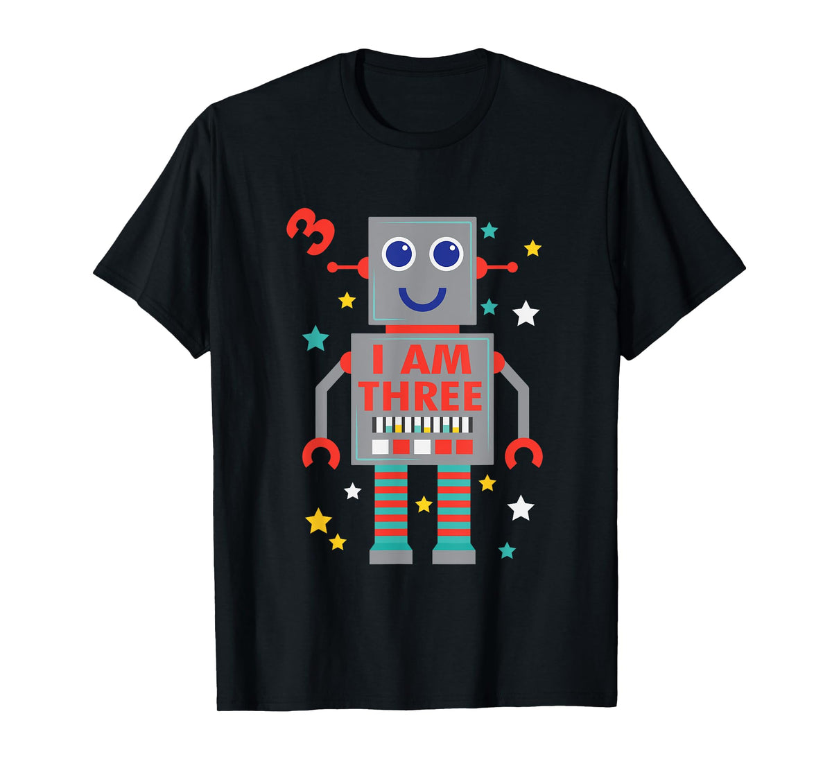 I Am Three Robot Funny Robotics 3 Year Old Birthday Party T-Shirt