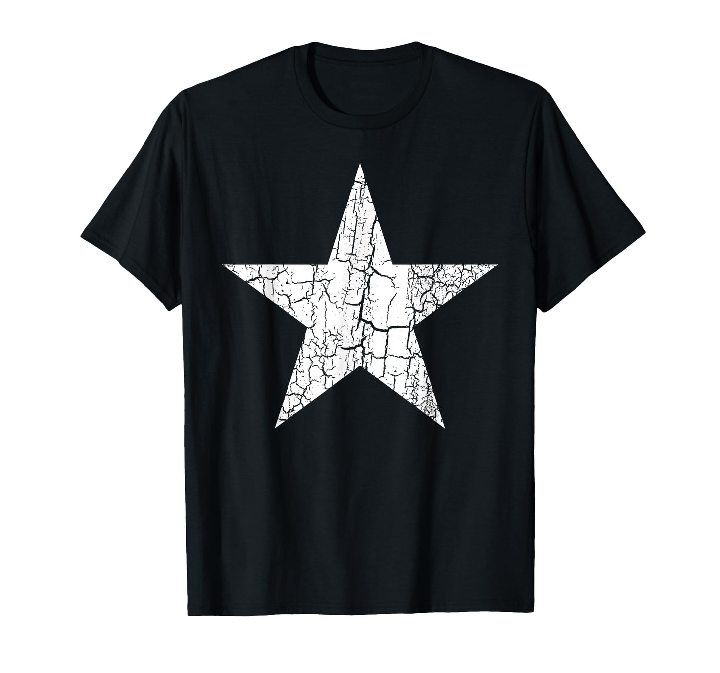 Star Distressed White Print Vintage Star White T-Shirt