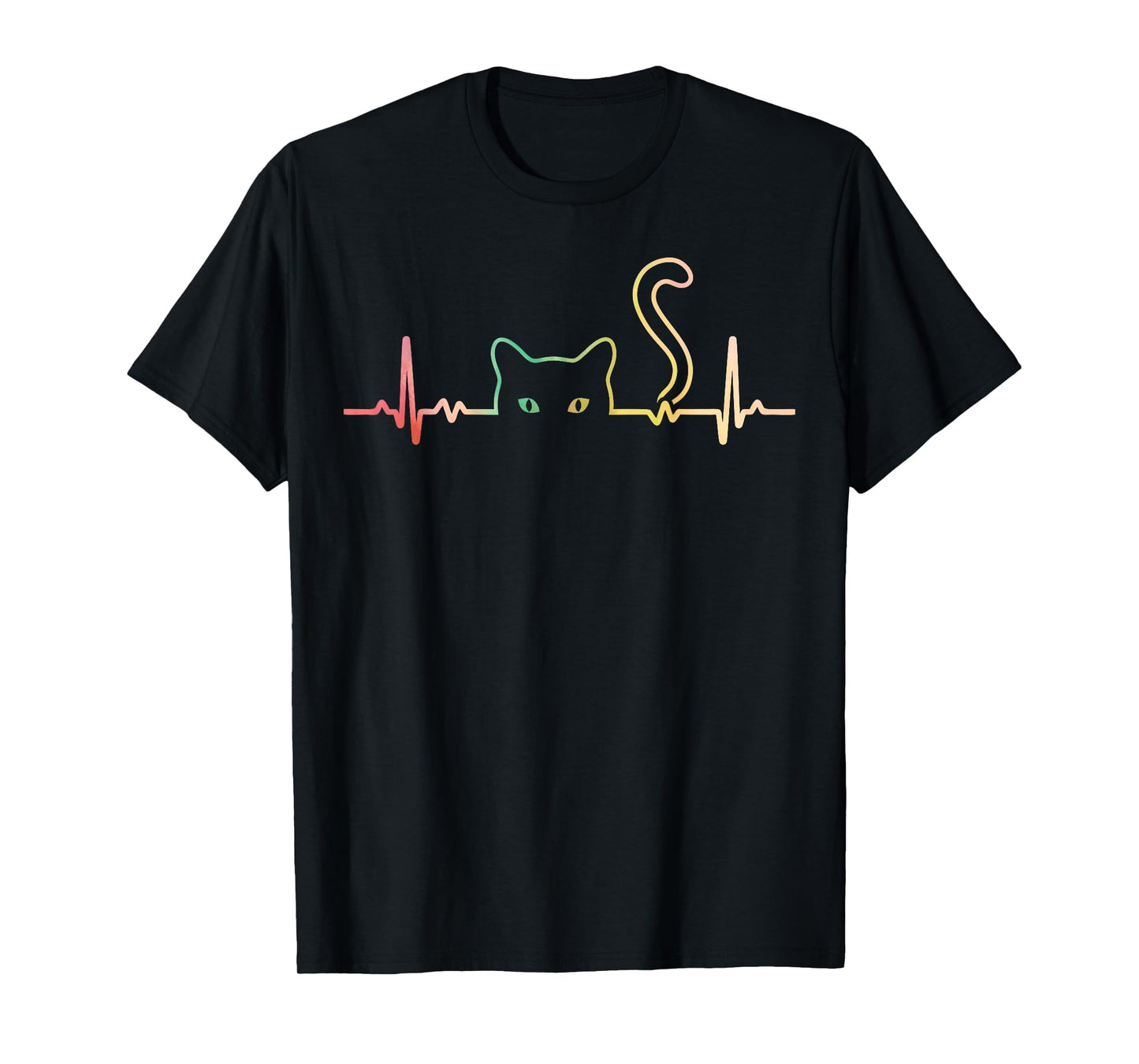 Heartbeat Cat Animal Silhouette Cute Cat Lover T-Shirt