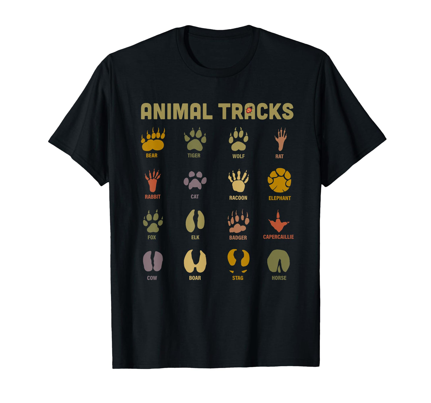 Children's Kids Wild Animal Tracks Childrens Learning Design T-Shirt Small