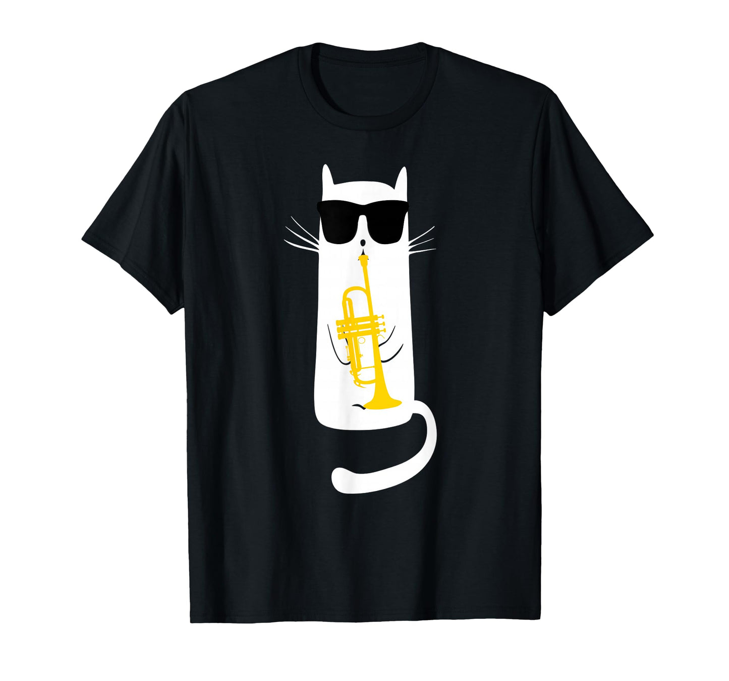 Funny Cat Wearing Sunglasses Playing Trumpet T-Shirt