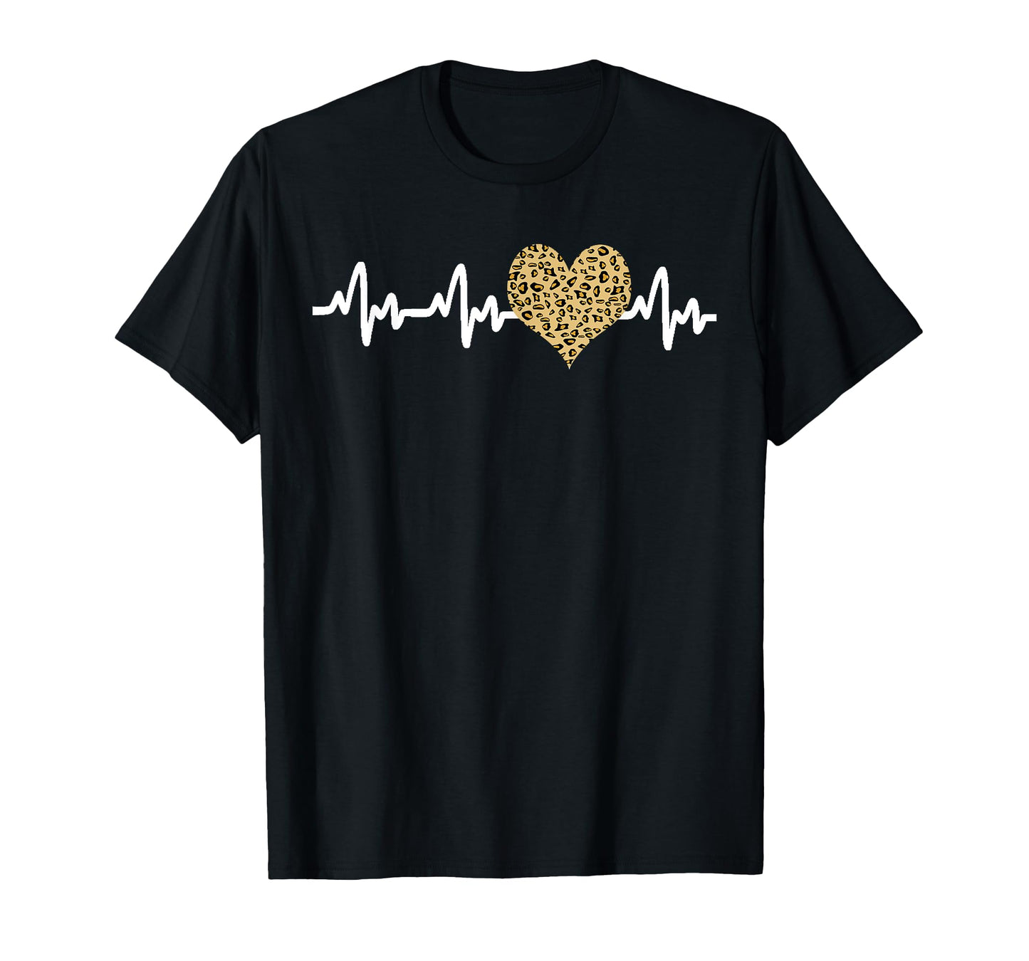 Cool Cheetah Leopard Print Heart Doctor Nurse Heartbeat EKG T-Shirt