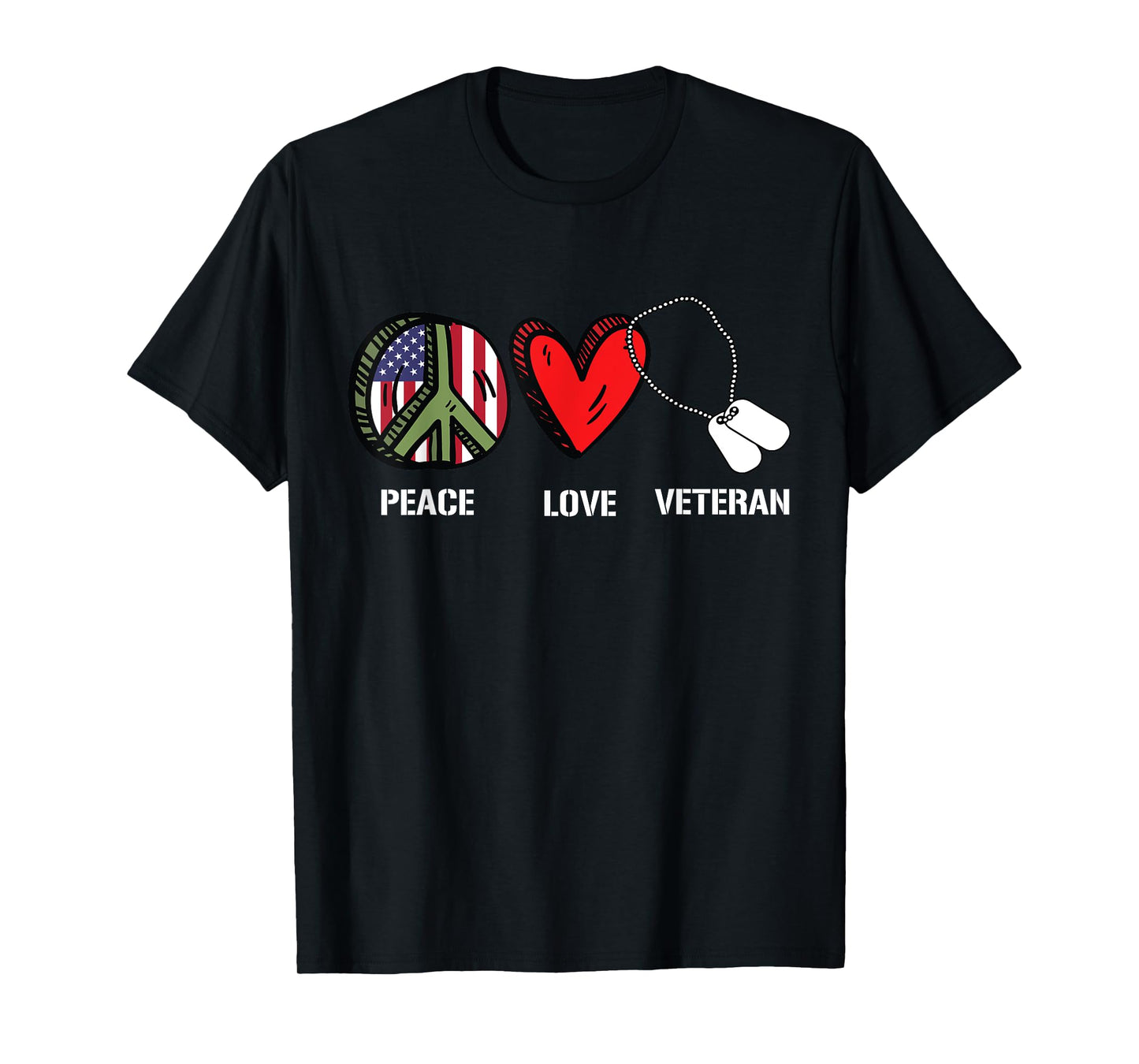 Peace Love Veterans Day American Flag Military Army Soldier T-Shirt