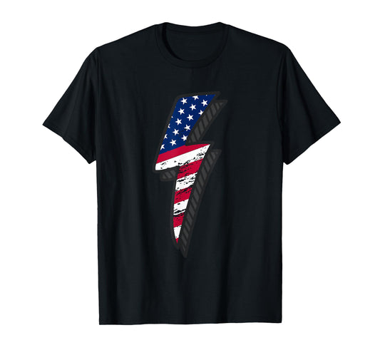 Vintage America Lightning Bolt American Flag 4th of July T-Shirt