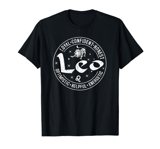 Leo Virtues Vintage Style Zodiac Design, Leo T-Shirt
