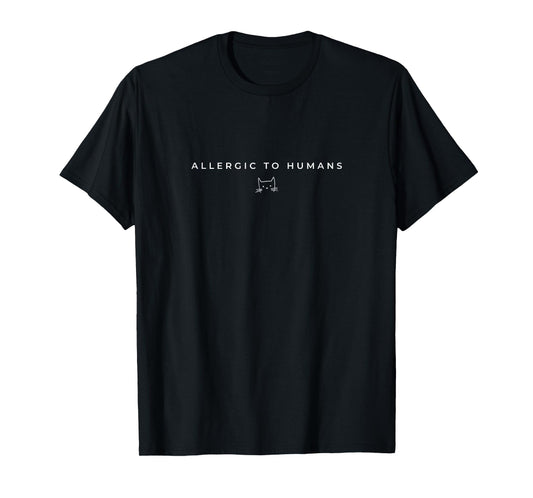 Allergic to Humans Cat Lover Funny Cat Minimalist Subtle Cat T-Shirt