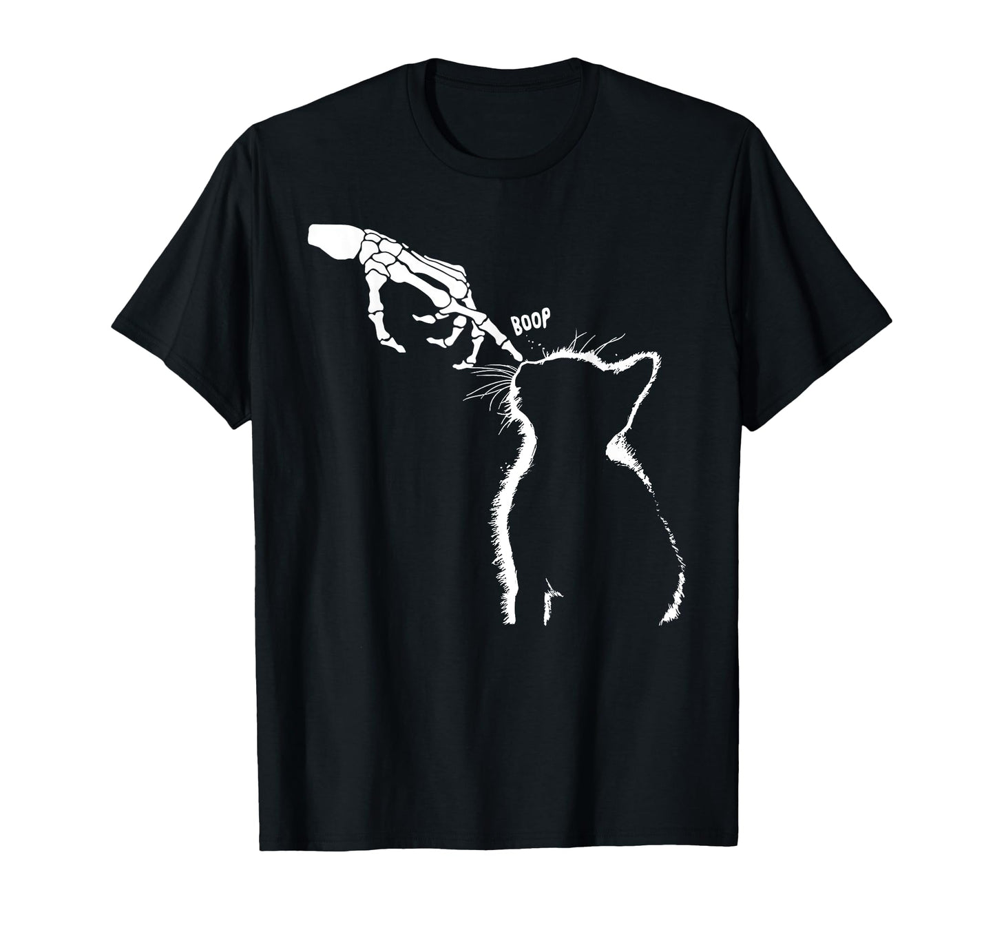 Cat Halloween Costume Funny Skeleton Hand Boop Cat Nose Pet Men Women Kids T-Shirt