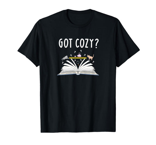 Cozy Cat Mystery Book Lover Reading Nerd Cute Bookish Reader Men Women Kids T-Shirt