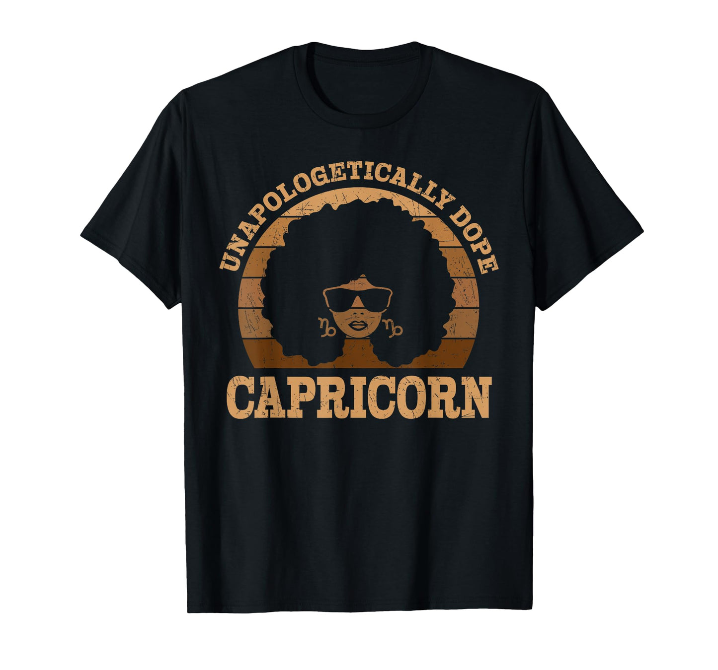 Dope Capricorn Queen Afro Hair Black Woman Zodiac Sign T-Shirt