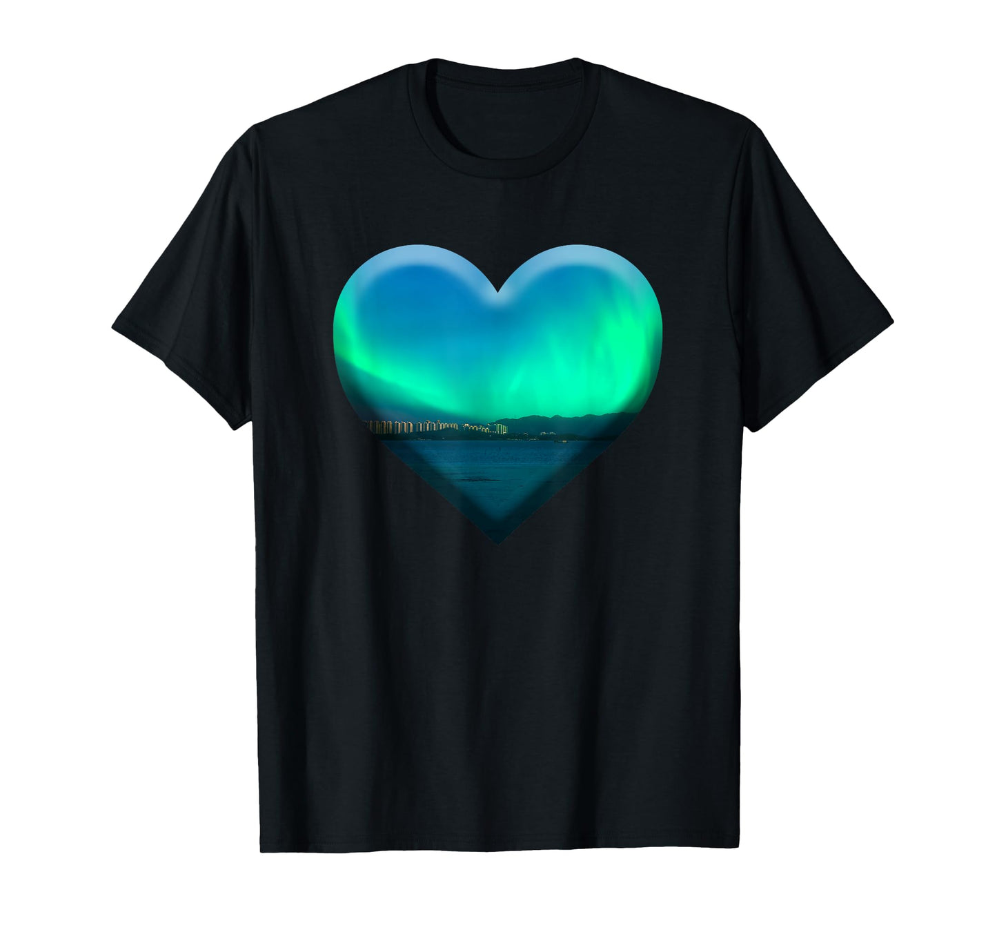 Northern Light Aurora Borealis Heart Shape Love Nature Sky T-Shirt