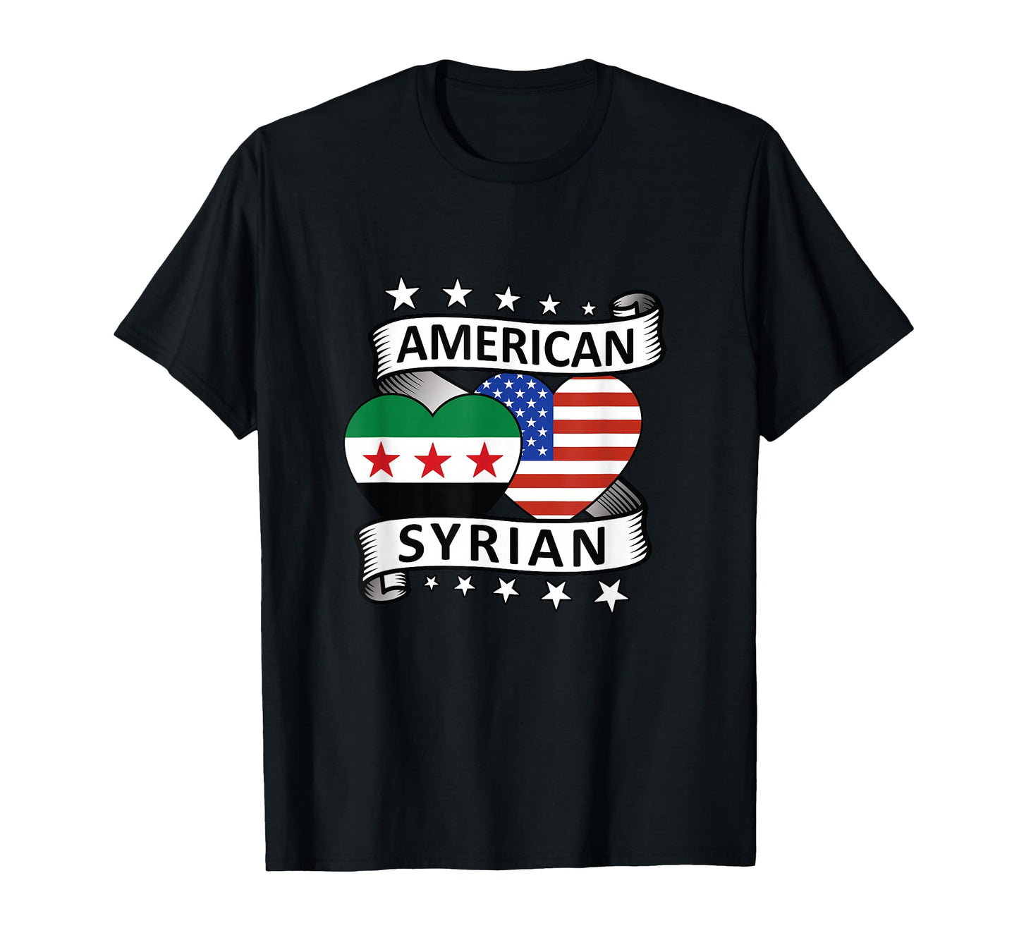 Syrian American Flag American And Syrian Syria New Flag T-Shirt