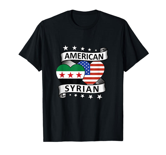 Syrian American Flag American And Syrian Syria New Flag T-Shirt