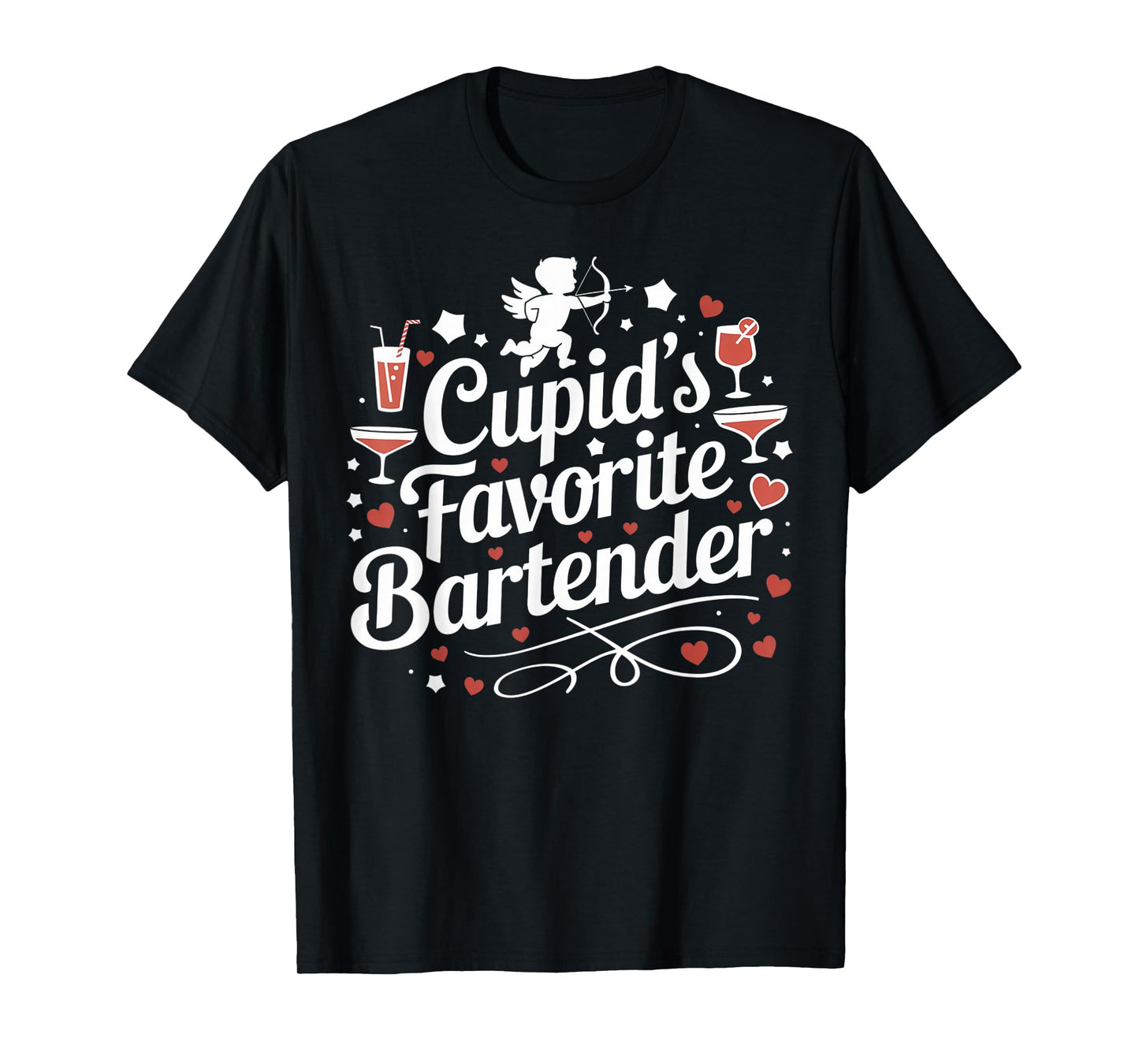 Cupid’s Favorite Bartender Funny Valentine Drink Design T-Shirt