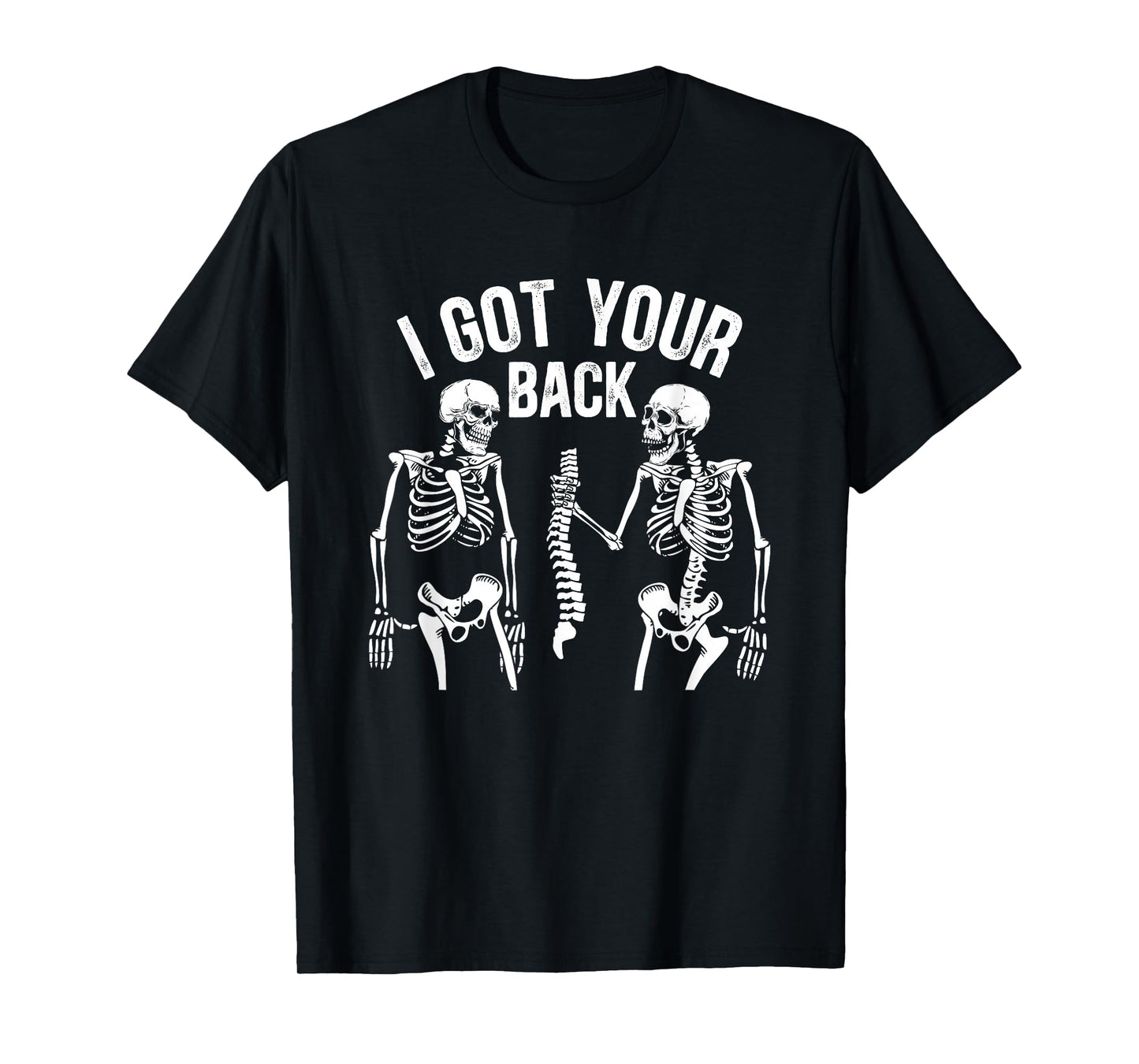 Addictive Designs Halloween Merch Funny Halloween Skeleton, I Got Your Back T-Shirt - Black, Unisex-Adults, Small, Short Sleeve