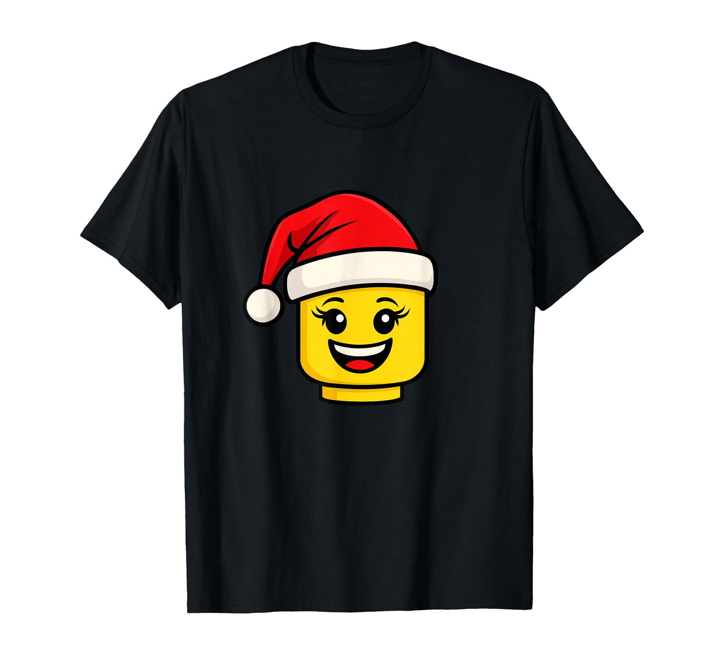 Christmas Building Bricks Head Girl Santa Hat Master Builder T-Shirt