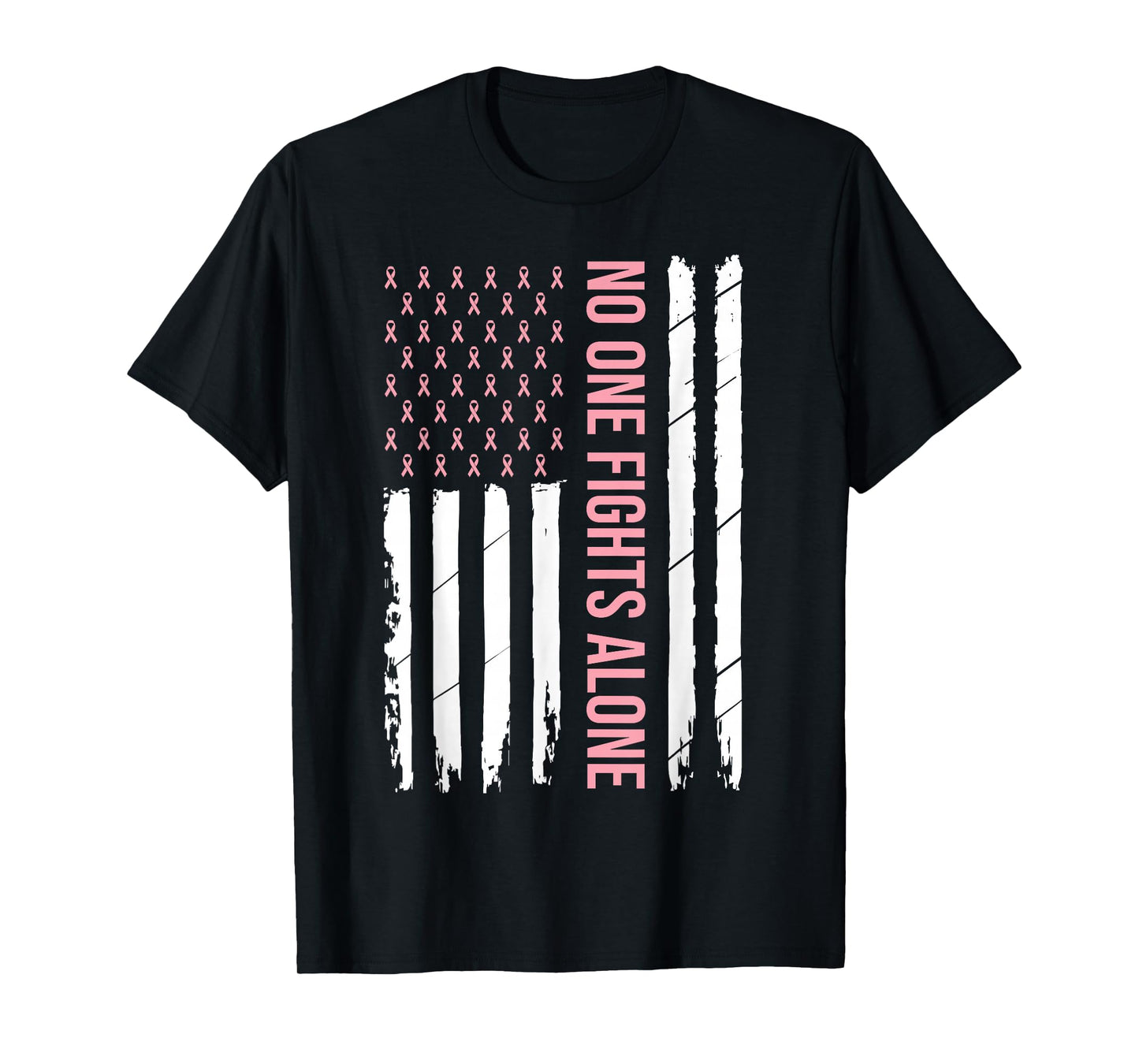 Breast Cancer Awareness Pink Ribbon USA American Flag Men T-Shirt Small