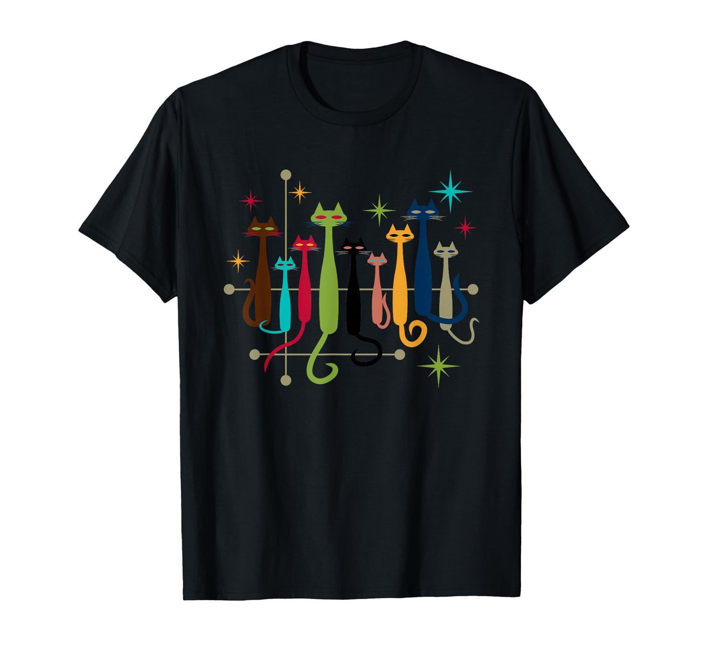 Vintage Retro Mid-Century Modern Look Cats 50s 60s Style T-Shirt