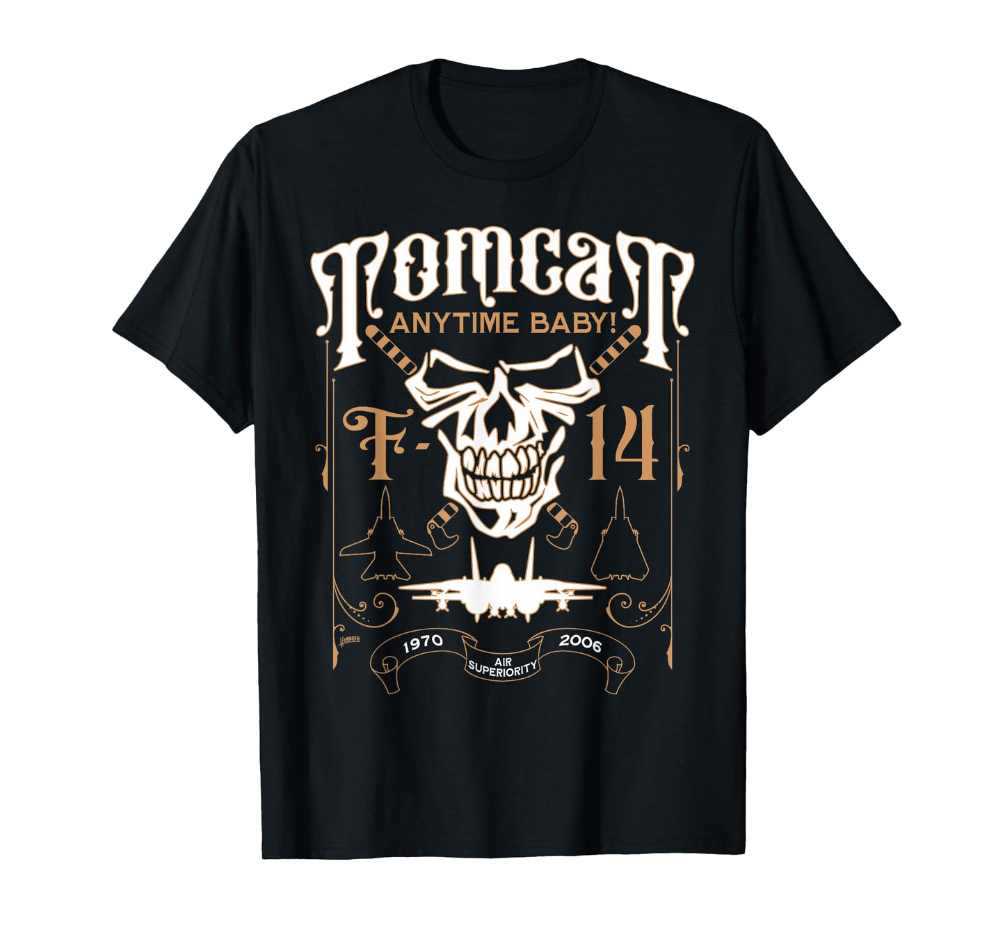 Classic F-14 Tomcat Military Fighter Jet Skull T-Shirt