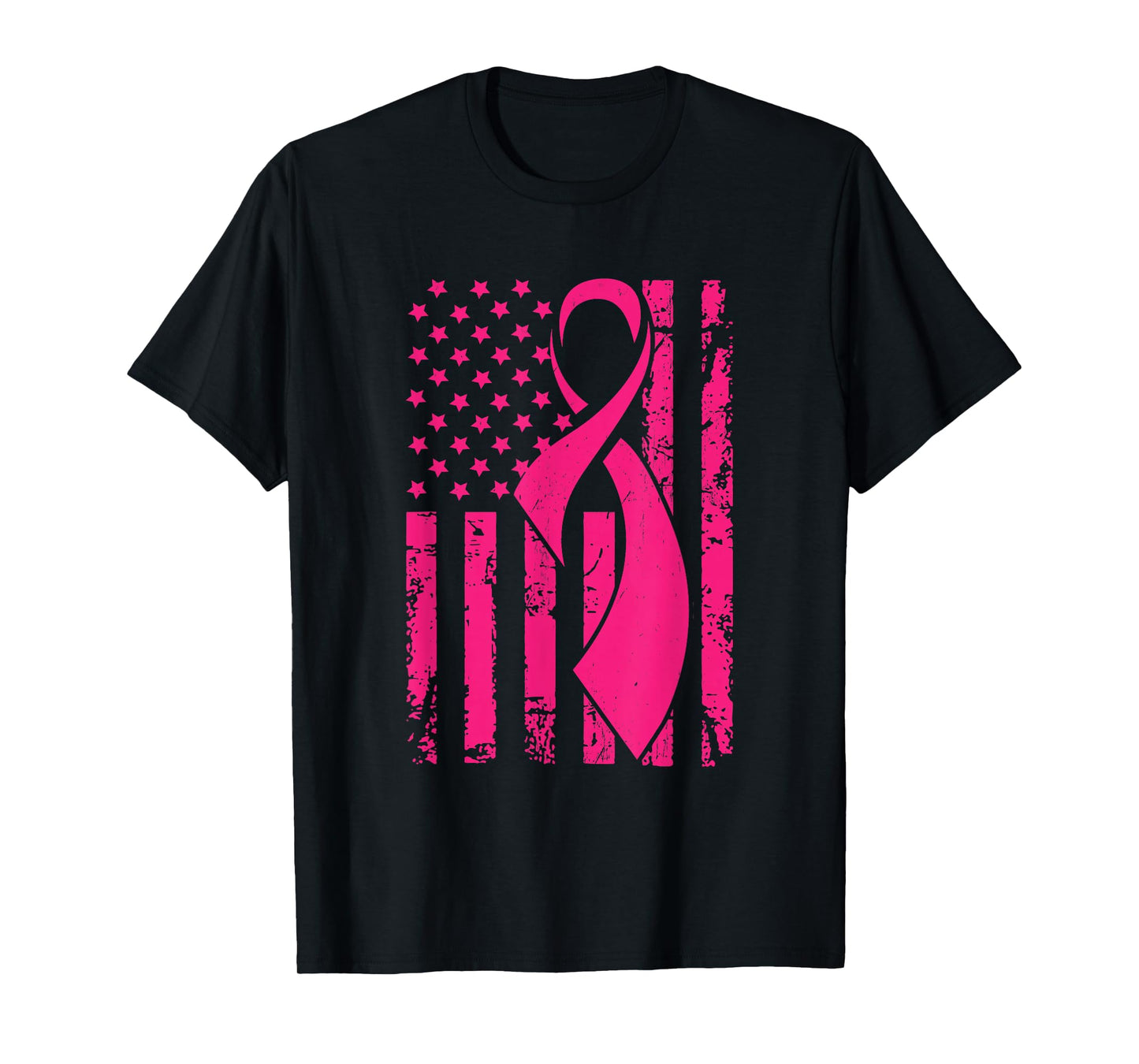 American Flag Distressed Breast Cancer Awareness T-shirt T-Shirt