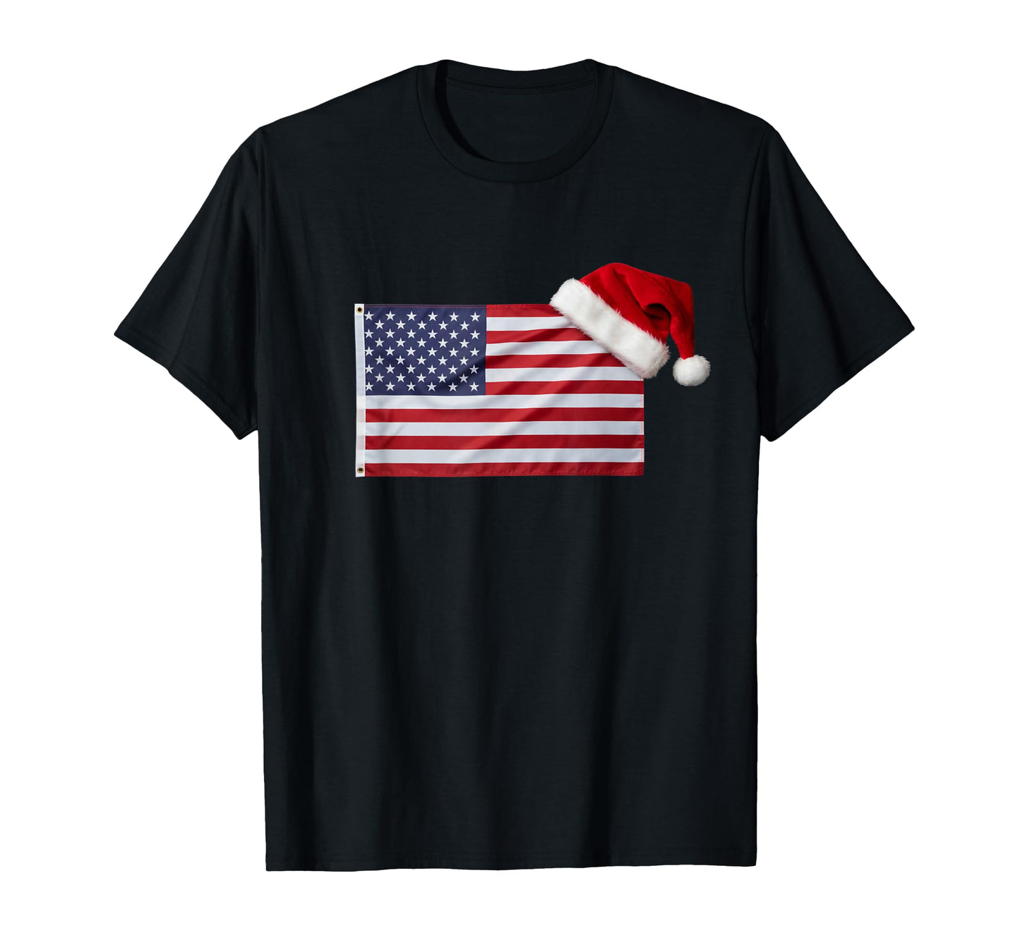 American Flag Santa Hat Funny Patriotic Christmas USA T-Shirt